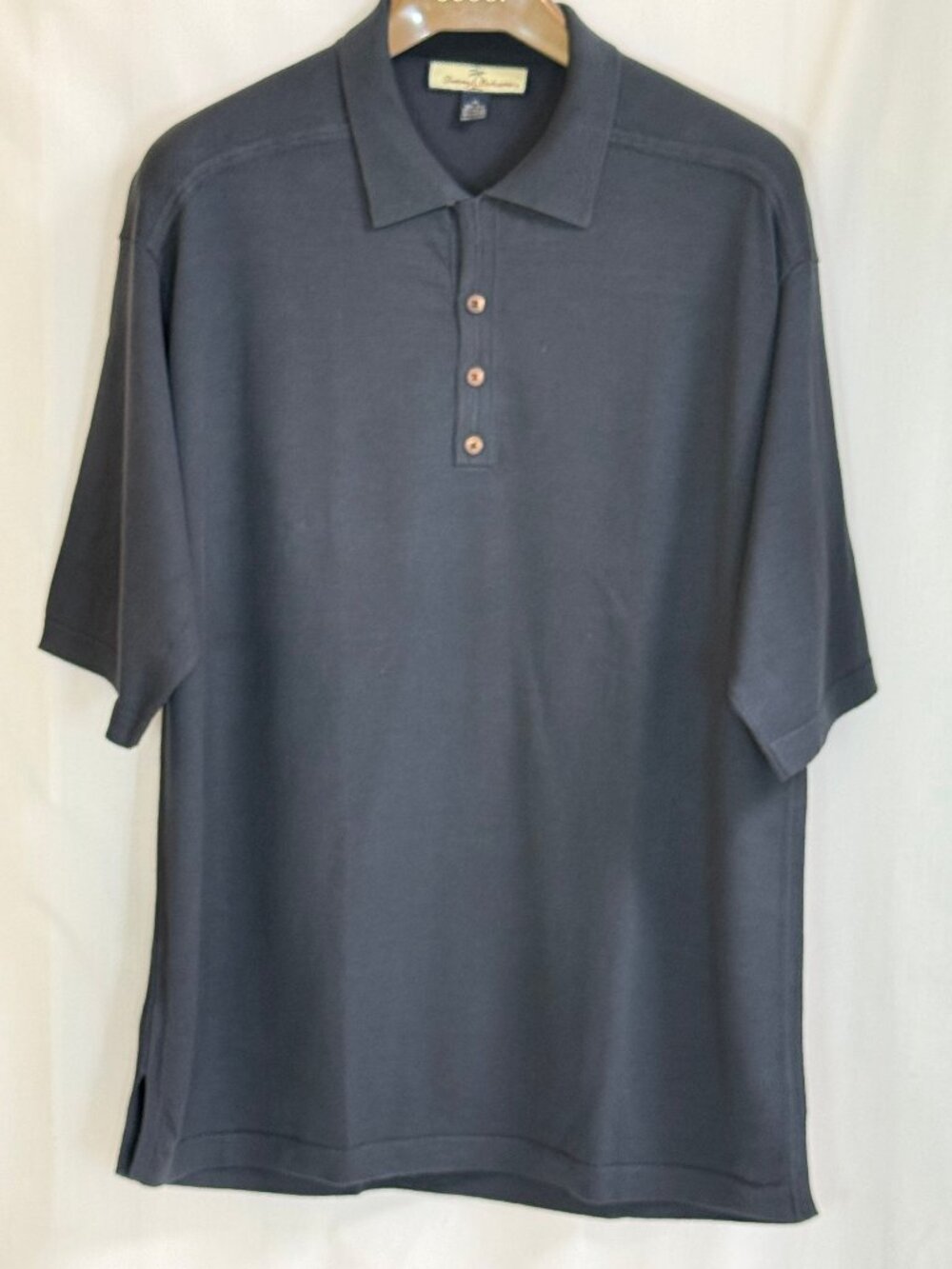 Tommy Bahama Men's 55% Silk Short Sleeves w/ Collar Polo Shirt- Charcoal Gray-XL